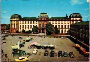 Postcard Germany Darmstadt Castle and Marketplace cars