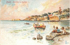 MARECHIARO A POSILIIPO NAPLES ITALY ARTIST SIGNED POSTCARD (c. 1910)