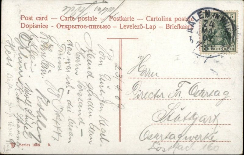 Snooty Man Monocle Smoking Cigarette - Bowling Ball Frog Crest Postcard c1910