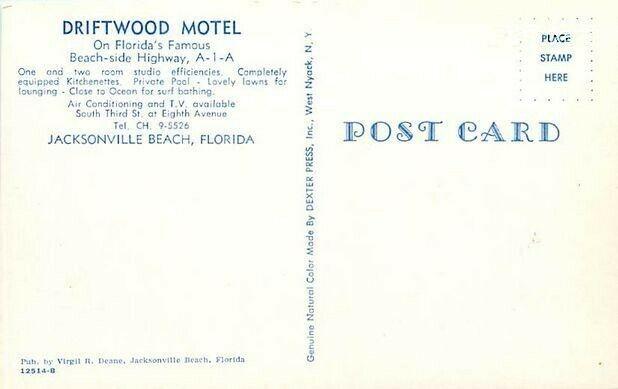 FL, Jacksonville Beach, Florida, Driftwood Motel, Pool, Dexter Press 12514-B