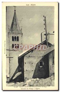 Postcard Old Mount Genevre under snow Interior Village Church