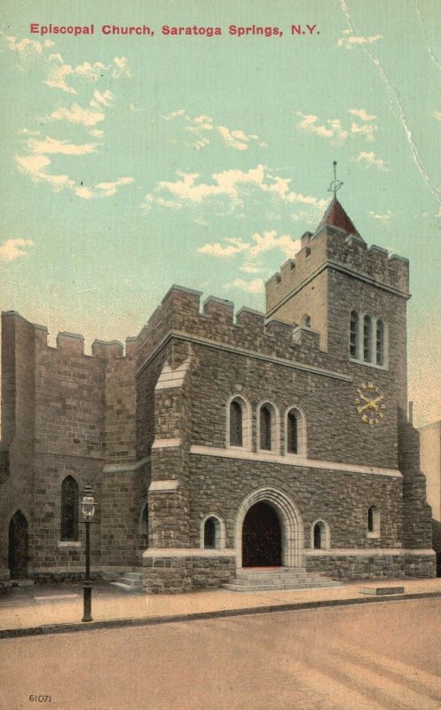 Vintage Postcard 1920's Episcopal Church Parish Saratoga Springs New York NY 