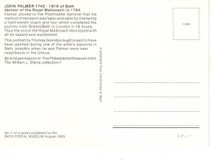 John Palmer. Bath Posmaster Gemeral  Nice modern postcard by Bath Postal Muse