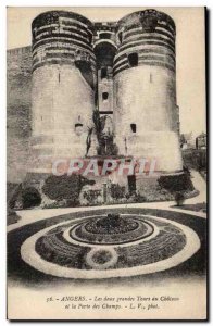 Angers Old Postcard The two towers of the castle and the door fields