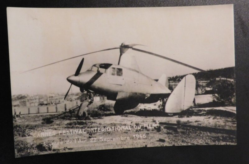 1946 Mint France RPPC Cannes International Film Festival Helicopter Air Journey