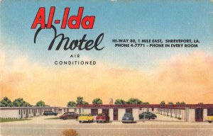 Shreveport Louisiana Al-ida Motel Linen Vintage Postcard AA30132