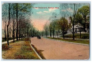 1916 On The Boulevard Carriage Scene Pontiac Michigan MI Posted Vintage Postcard 