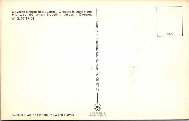 Postcard BRIDGE SCENE State of Oregon OR AM9122