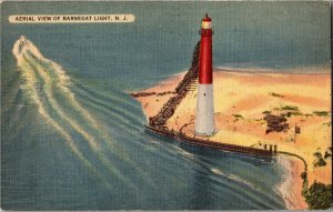 Aerial View of Barnegat Bay Light NJ Vintage Postcard E62