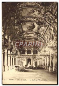 Old Postcard Paris Hotel de Ville La Salle des Fetes