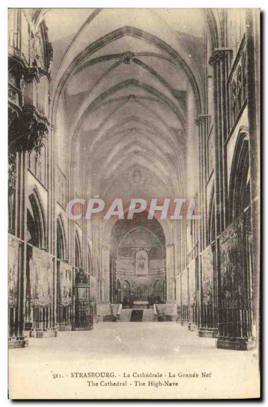 Old Postcard Strasbourg cathedral La Grande Nef