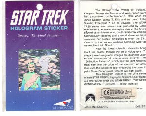 Star Trek, Klingon Ship, Hologram Sticker 1991, The Final Frontier