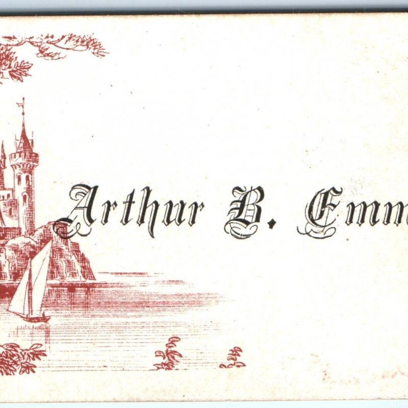 c1880s Engraved Castle Name Calling Trade Card Arthur Emmett Visiting Fort C1