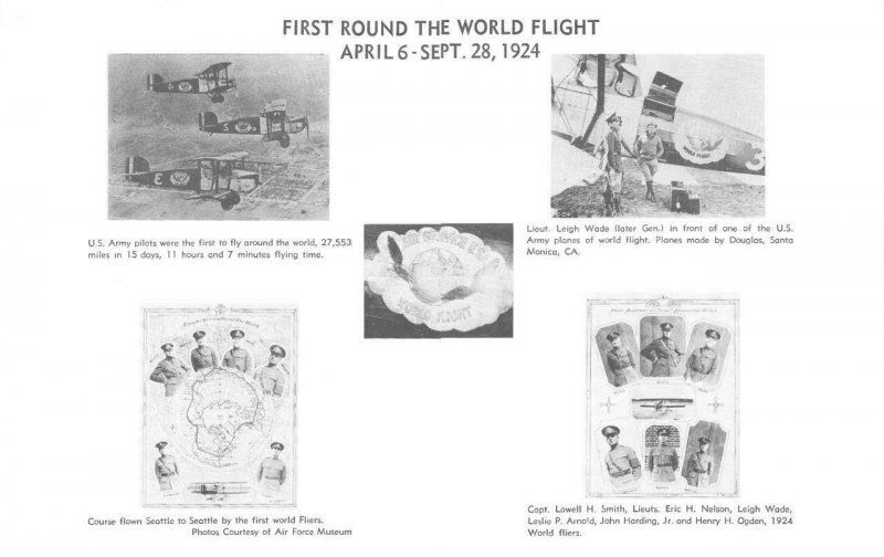 Military  1st ROUND THE WORLD FLIGHT Planes & Pilots *4* CARD COLLAGE Postcards