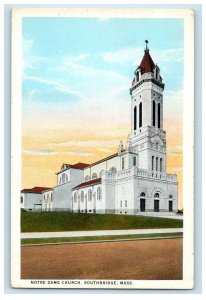 c1920s Notre Dame Church, Southbridge Massachusetts MA Antique Postcard 