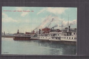 BALTIMORE, MARYLAND, WATERFRON, LIGHT STREET, SHIPS, c1910 ppc., unused.