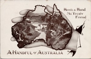 A Handful of Australia Map Commonwealth Trusty Friend c1909 Postcard E89