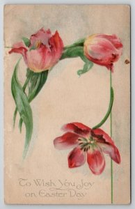 Art Nouveau Easter Tulips Wish You Joy Postcard L30
