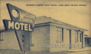 Mallory Manor Motel Denver Colorado USA Hotel Unused roundness on corners fro...