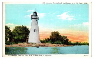 1940 Marblehead Lighthouse, Lake Erie, Marblehead, OH Postcard