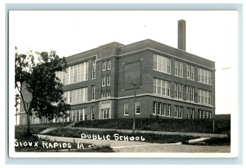 Vintage RPPC Public School in Sioux Rapids, Iowa Real Photo Postcard Nice F1 