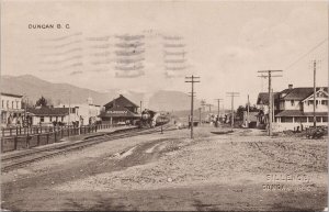 Duncan BC British Columbia Railway Station Train Depot Sillence Postcard H47