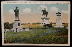 Vintage Postcard 1915-1930 Civil War, Gettysburg Battlefield Statues, PA