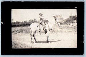1940 Child Girl Riding Horse Vallejo California CA RPPC Photo Vintage Postcard