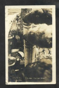 RPPC UNITED STATES NAVY WARSHIP  SMOKE STACK VINTAGE REAL PHOTO POSTCARD