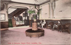 Adelphi Hotel Lacombe Alberta AB Alta Rotunda (spell err Delphi) Postcard H42