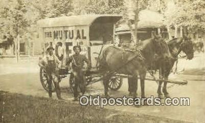 The Mutual Ice, Real Photo Horse Drawn Advertising Unused big crease left edg...