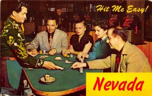 Las Vegas Nevada 1950s Postcard Casino Gambling Black Jack Hit Me Easy