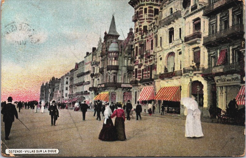 Belgium Oostende Ostende Villas Sur La Digue Vintage Postcard C097