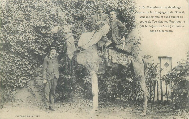 Famous people J. B. Doussineau and his Tour of France on a dromedary camel trip 