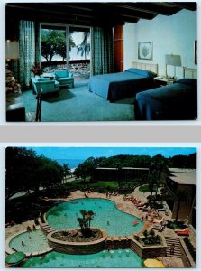 2 Postcards BILOXI, Mississippi MS ~ Room & Pool BROADWATER BEACH HOTEL 1963