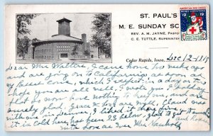 Cedar Rapids Iowa IA Postcard St Paul ME Sunday Church Exterior View 1905 Posted