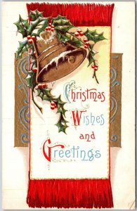 Christmas Wishes And Greetings Google And Flower Embossed Postcard