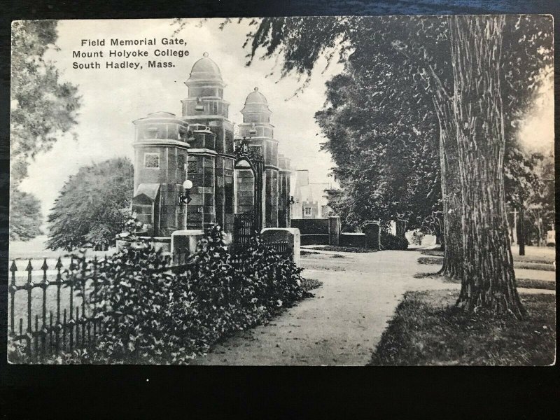 Vintage Postcard 1930-1945 Field Memorial Gate Mount Holyoke S. Hadley Mass. 