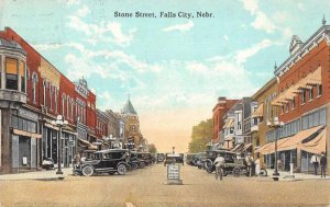 Falls City Nebraska Stone Street Vintage Postcard AA8371