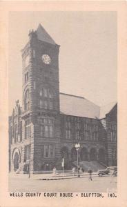 BLUFFTON INDIANA COURT HOUSE~CLOCK TOWER CHICAGO NATIONAL PRESS POSTCARD 1930s