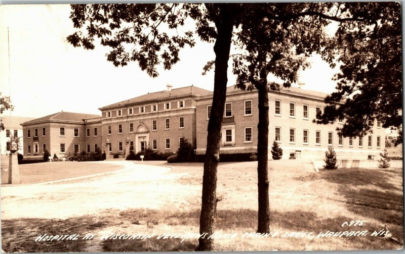 RPPC Hospital Veterans Home Chain O Lakes Waupaca WI c1944 Vintage Postcard F33