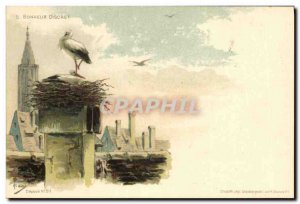 Old Postcard Folklore Alsace Stork Happiness discreet