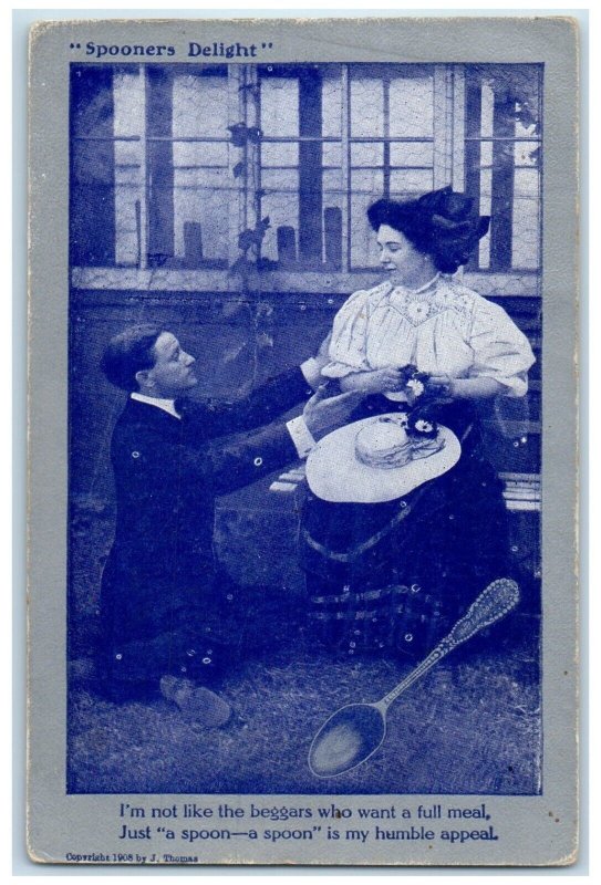 c1910's Sweet Couple Romance Spooners Delight I'm Not Like The Beggars Postcard