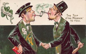 J79/ St Patrick's Day Holiday Postcard c1910 Top of Mornin Pipes Men 27