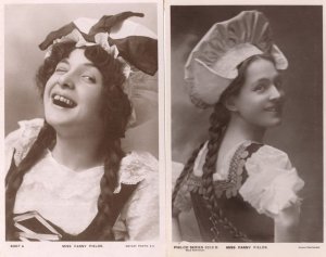 Fanny Fields Edwardian Actress Winking Comedienne 2x Old Postcard s