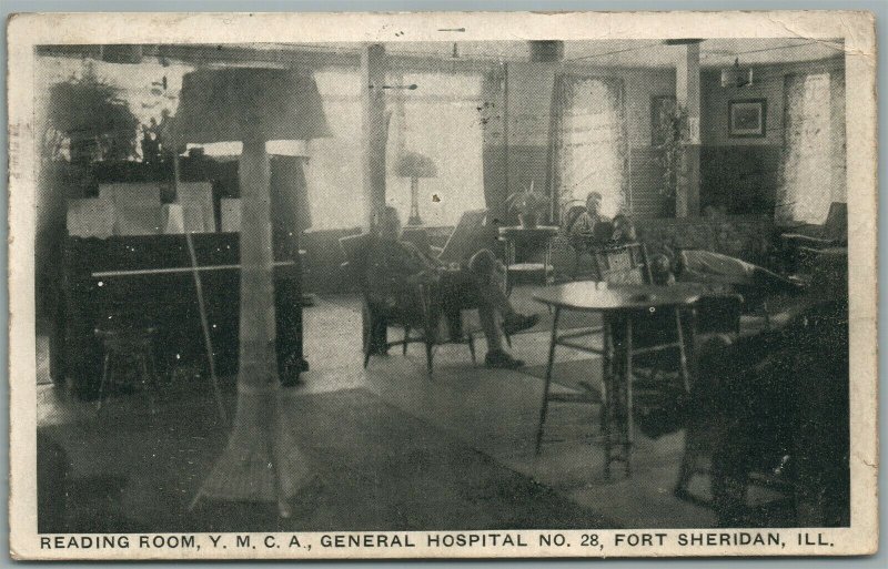 FORT SHERIDAN IL Y.M.C.A. GENERAL HOSPITAL ANTIQUE POSTCARD