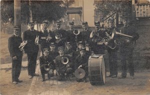 H78/ Interesting RPPC Postcard Band Instruments c1910 Boys Uniform 201