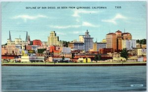 Postcard - Skyline of San Diego, as Seen from Coronado, California, USA