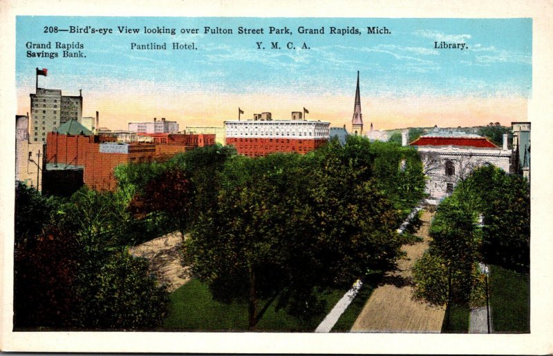 Michigan Grand Rapids Birds Eye View Looking Over Fulton Street Park