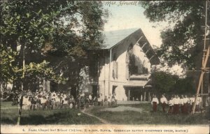 Rangoon Burma Yangon Myanmar Franc Chapel School Children Vintage Postcard